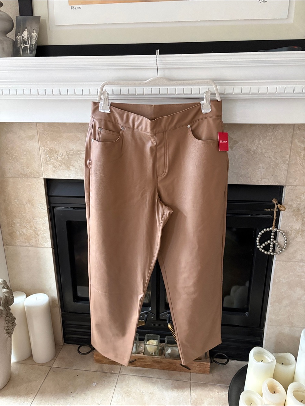 SPANX Faux Leather Pants in Camel